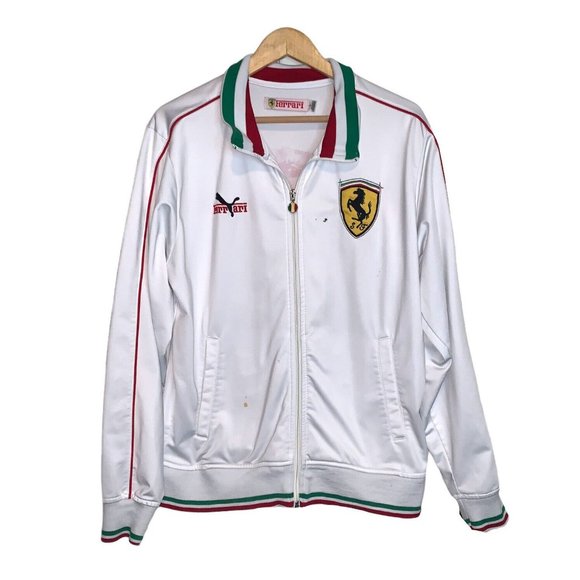 Ferrari Other - Ferrari Full Zip White Red Track Jacket Men’s Size Large